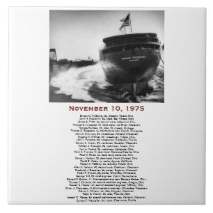 Azulejo El Edmund Fitzgerald con nombres de la tripulación
