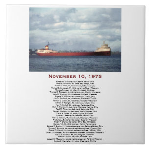 Azulejo El Edmund Fitzgerald con nombres de la tripulación