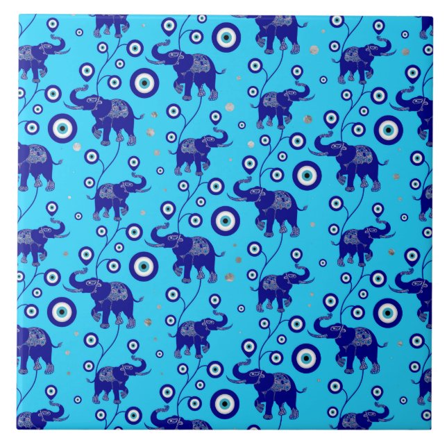 Azulejo El elefante de ojos malvado Patrón de amuleto de l (Frente)