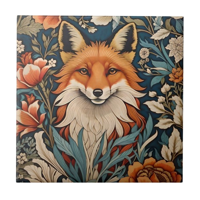 Azulejo El elegante Fox William Morris inspiró la floral (Frente)