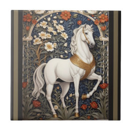 Azulejo El elegante William Morris inspiró el caballo blan