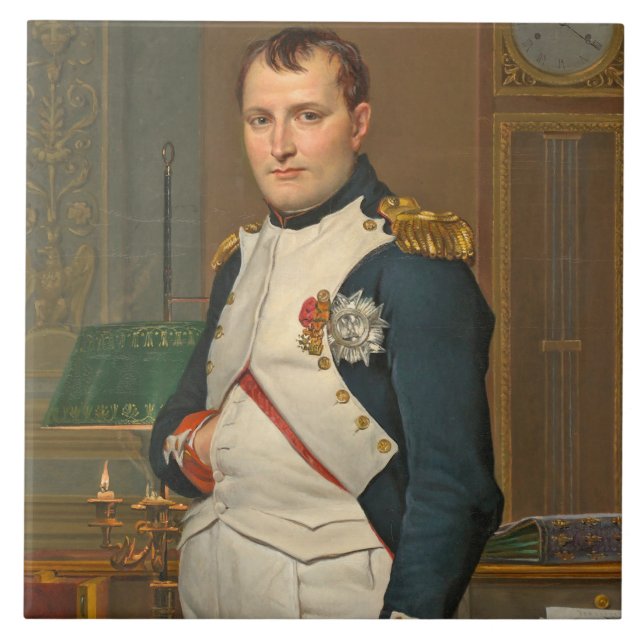Azulejo El emperador Napoleon en su estudio en el (Frente)