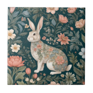 Azulejo El encantador conejo William Morris inspiró la flo