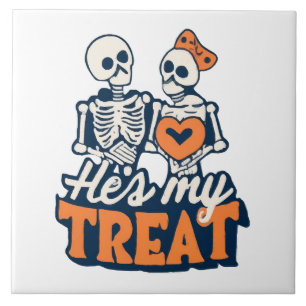 Azulejo Él es mi regalo Esqueleto Pareja coincidente Hallo