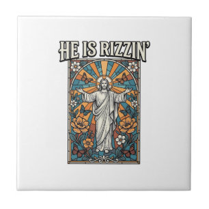 Azulejo Él Es Rizzin Camiseta De Vidrio Pintado De Pascua