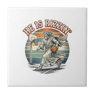 Azulejo Él Es Rizzin Camiseta Religiosa de Baloncesto Vint