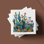 Azulejo El espejismo lujoso de los restos del desierto<br><div class="desc">Bienvenidos al arte del "Desert Blooms Lush Mirage", uno de los seis diseños cautivadores de cerámica de nuestra preciada colección. Cada baldosa es una representación artesanal del vibrante ecosistema del desierto, con un exuberante conjunto de cactus, flores y fauna representada en un caleidoscopio de colores ricos y táctiles. La baldosa...</div>