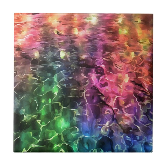 Azulejo El Fin Del Arte Abstracto Del Arcoiris (Frente)