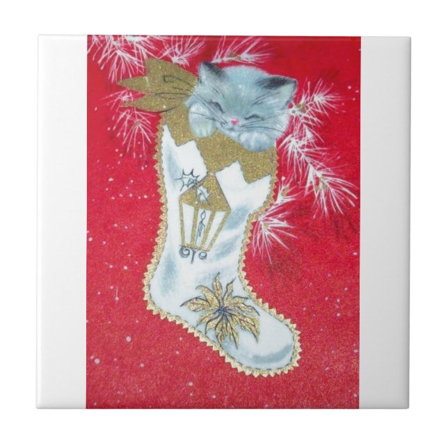 Azulejo El gatito más dulce del navidad de los mediados de (Frente)