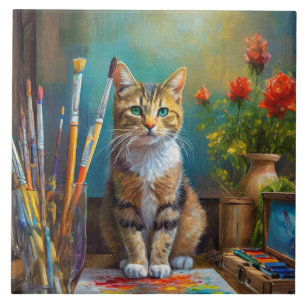 Azulejo El gato artístico