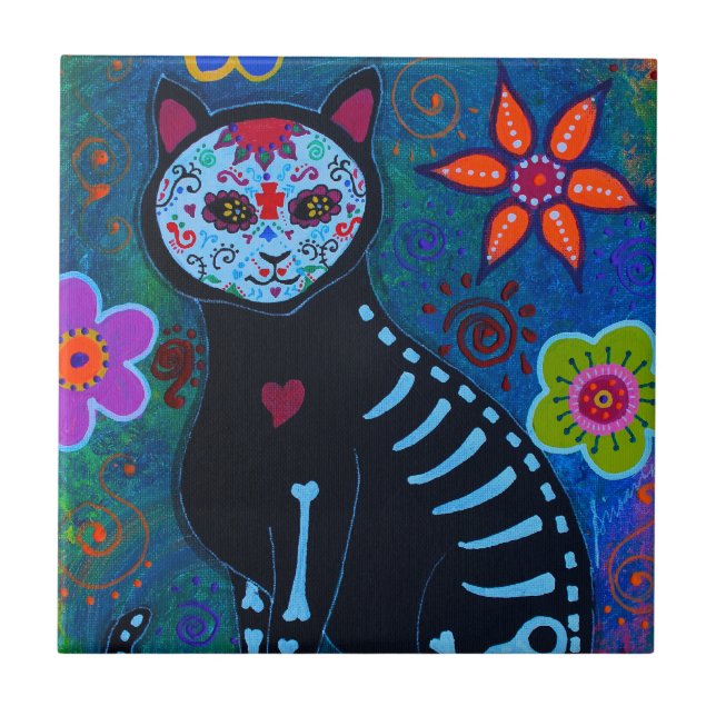 AZULEJO EL GATO CAT DIA DE LOS MUERTOS (Frente)