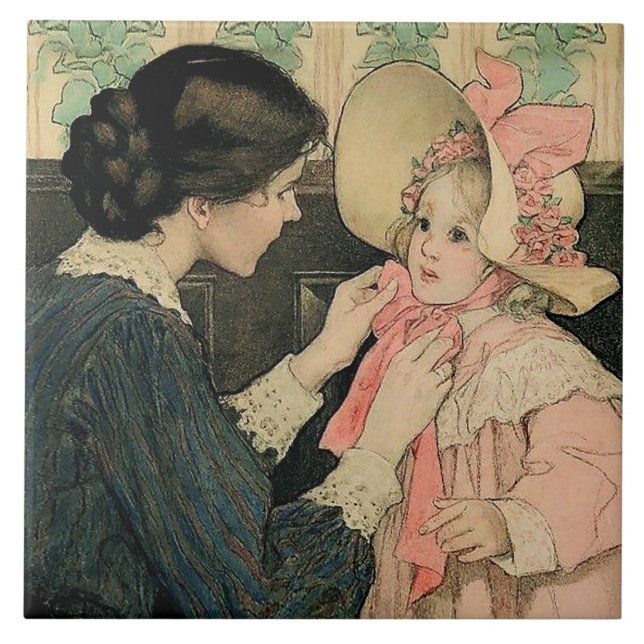Azulejo El gorro rosa de Jessie Willcox Smith (Frente)