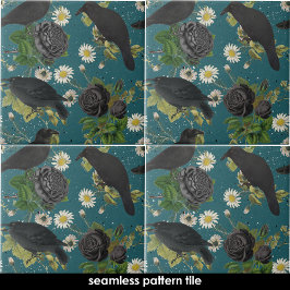 Azulejo El gótico cruza un patrón Verde azulado sin foco e