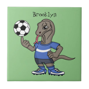Azulejo El gracioso personalizado de fútbol del dragón Kom