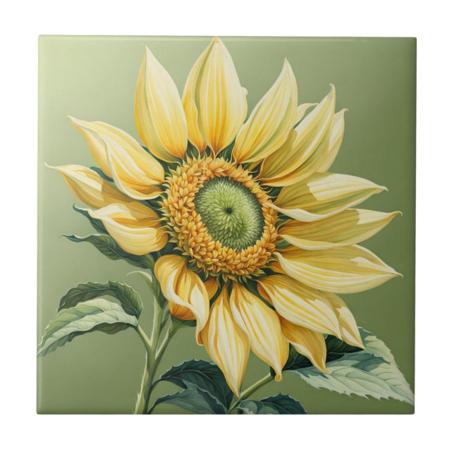 Azulejo El gran girasol en verde (Frente)