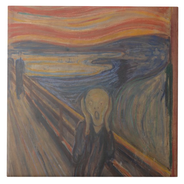 Azulejo El grito de la naturaleza de Edvard Munch 1893 (Frente)