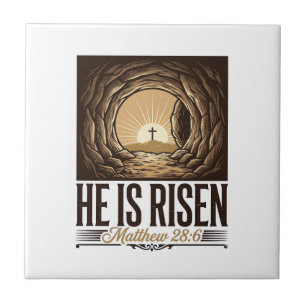 Azulejo Él ha resucitado Tumba de Pascua Cruz Camiseta cri