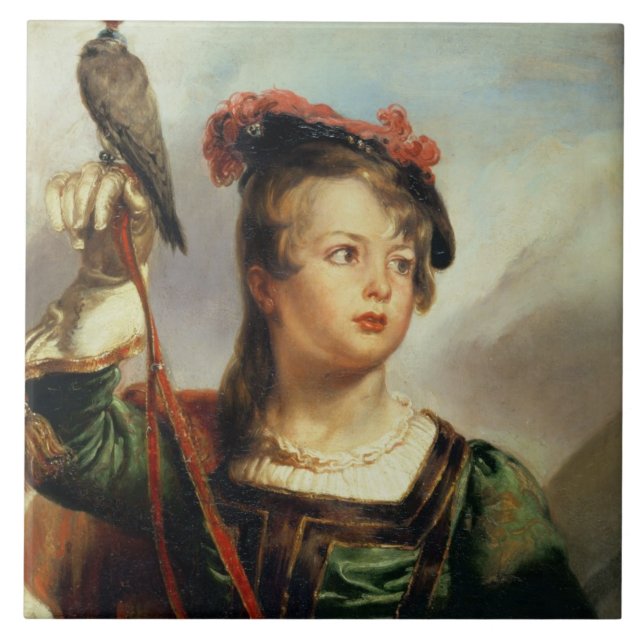 Azulejo El halconero joven, 1835 (aceite en el panel) (Frente)