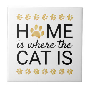 Azulejo El Hogar Está Donde Está El Gato Huellas De Pezuña