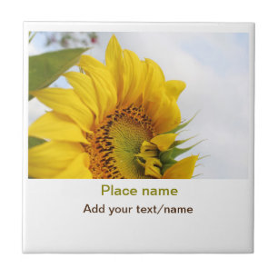 Azulejo El jardín de girasol amarillo añade el nombre de t
