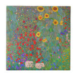 Azulejo El jardín de la granja Gustav Klimt con girasoles<br><div class="desc">El jardín de la granja de Gustav Klimt con azulejos de cerámica de girasol.</div>