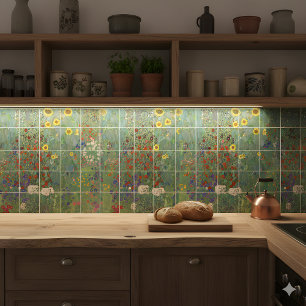 Azulejo El jardín de la granja Gustav Klimt con girasoles