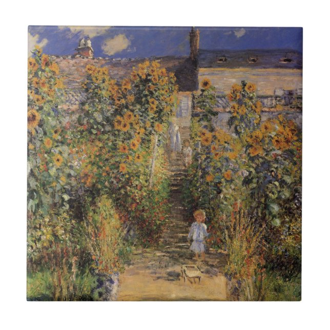 Azulejo El jardín del artista en Vetheuil por Claude Monet (Frente)