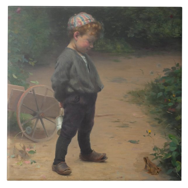 Azulejo El joven biólogo con rana (de Paul Peel) (Frente)