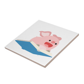 Azulejo El libro volador y la mosaica de cerdo Personaliza