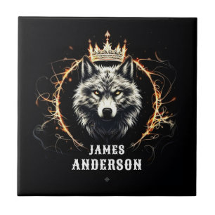 Azulejo El Lobo Alfa. Añadir texto o nombre en mosaico cer