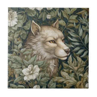 Azulejo El lobo Art Nouveau en las hojas