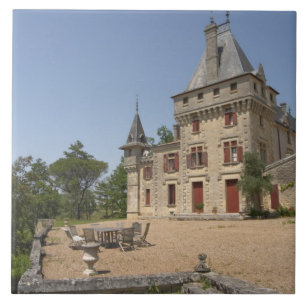 Azulejo El magnífico castillo de Pressac y el jardín