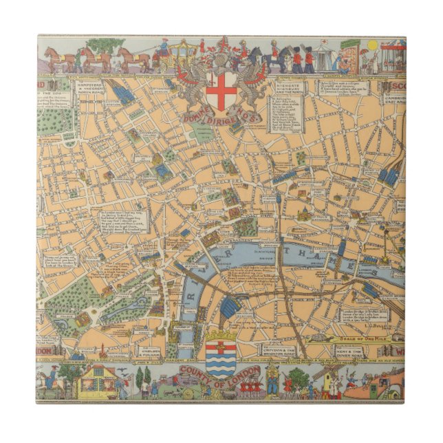 Azulejo El mapa de los niños de Londres, Inglaterra (Frente)