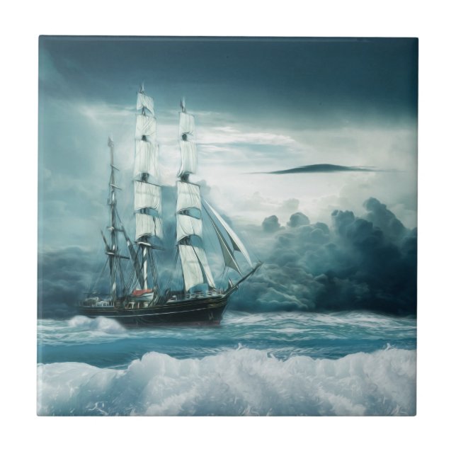 Azulejo El Mar Cruel - Barco a Vela (Frente)