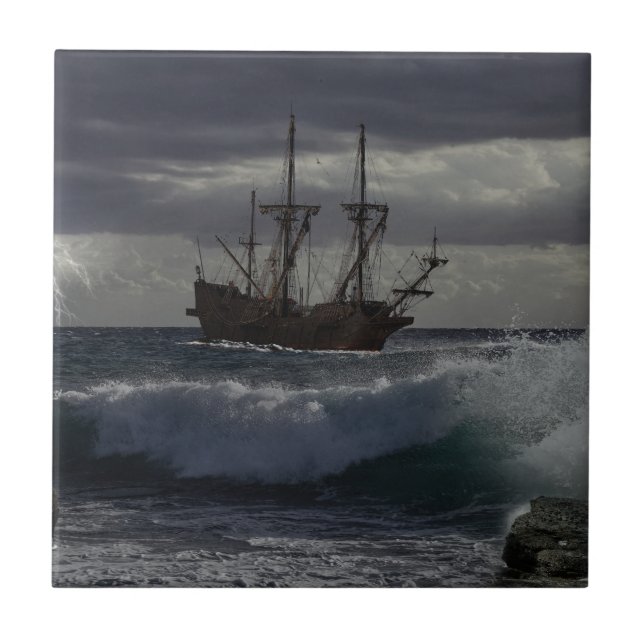 Azulejo El Mar Cruel - Barco a Vela (Frente)