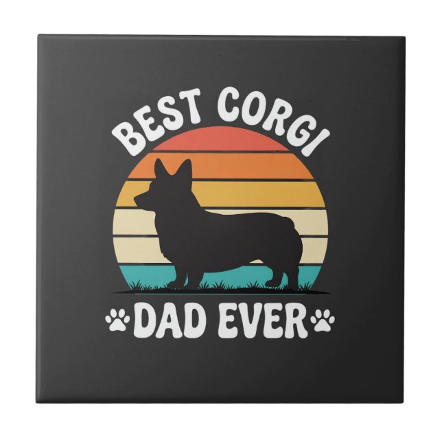 Azulejo El mejor papá Corgi Retro perro (Frente)