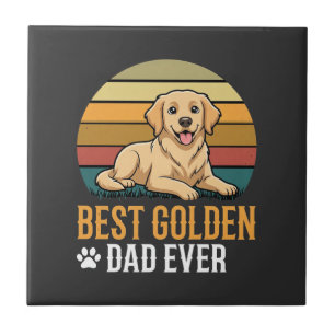 Azulejo El mejor papá de Golden Retriever Retro Perro