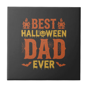 Azulejo El mejor papá de Halloween jamás diseño vintage de