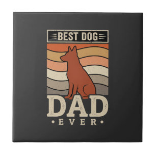 Azulejo El Mejor Papá de Perro Retro Silueta