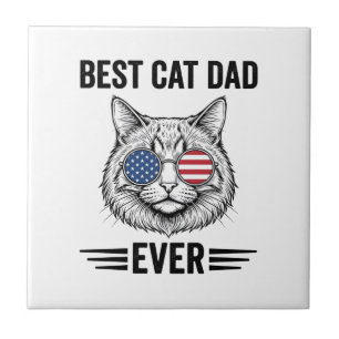 Azulejo El Mejor Papá Gato Patriótico Diseño Vintage de Ga
