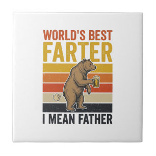 Azulejo El Mejor Pedorro Divertido Padre Oso del Mundo