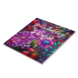 Azulejo El momento de Dios es el perfecto resumen floral r