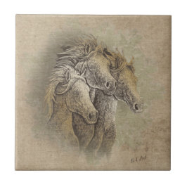 Azulejo El mosaico cerámico de caballos