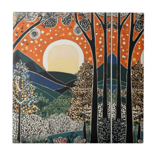 Azulejo El mosaico de estilo Art Nouveau forestal"