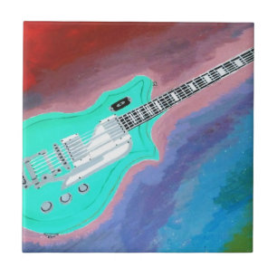 Azulejo El mosaico decorativo de guitarra verde