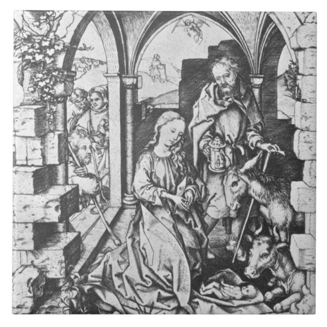 Azulejo El nacimiento de Jesús (por Martin Schongauer) (Frente)