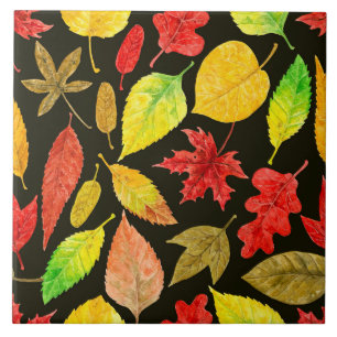 Azulejo El otoño deja la acuarela oscura