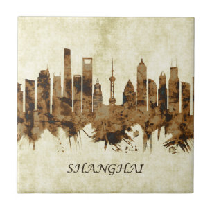 Azulejo El paisaje urbano de China en Shanghai