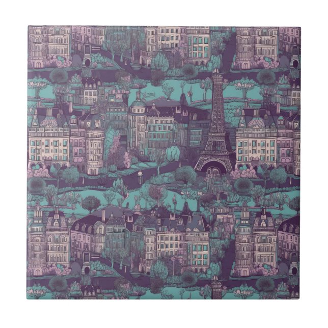 Azulejo El paisaje urbano de París en el diseño de la cose (Frente)