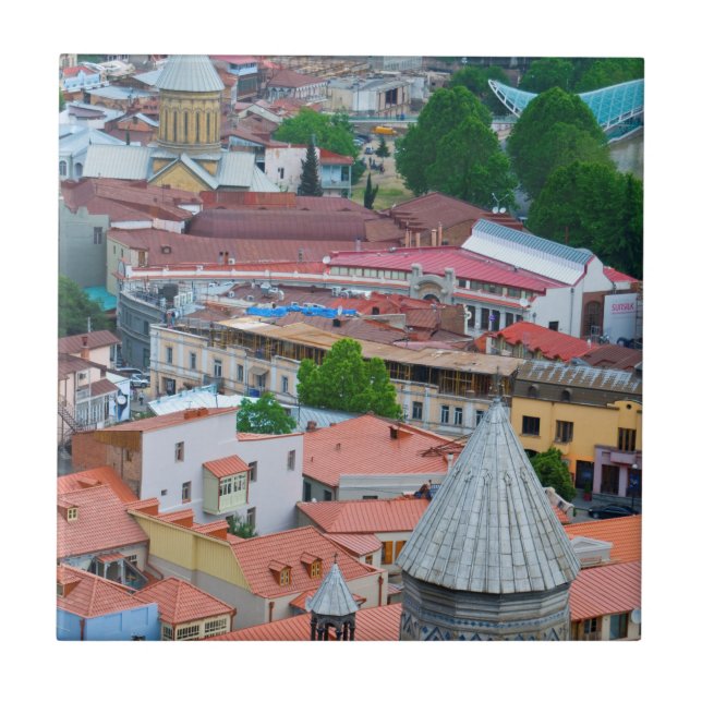 Azulejo El paisaje urbano de Tiflis (Frente)